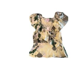 Tracey Reese Plenty designer luxury faux wrap buttercup floral silk top size 12